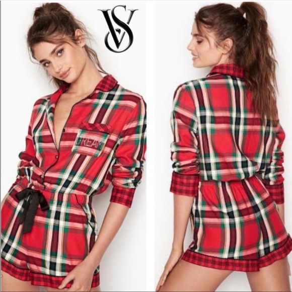 Victoria’s Secret Plaid Dream Romper Pajamas - Picture 1 of 4